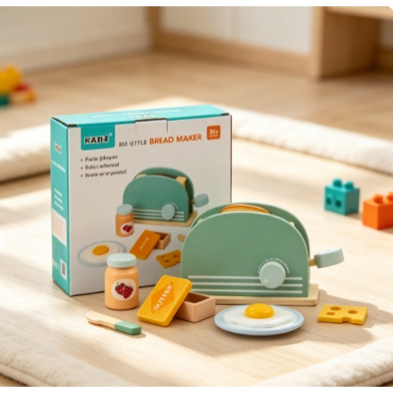 Kids Outdoor Kitchen Accessories - Ahşap Simülasyon Tost Makinesi Oyuncak Çocuklar