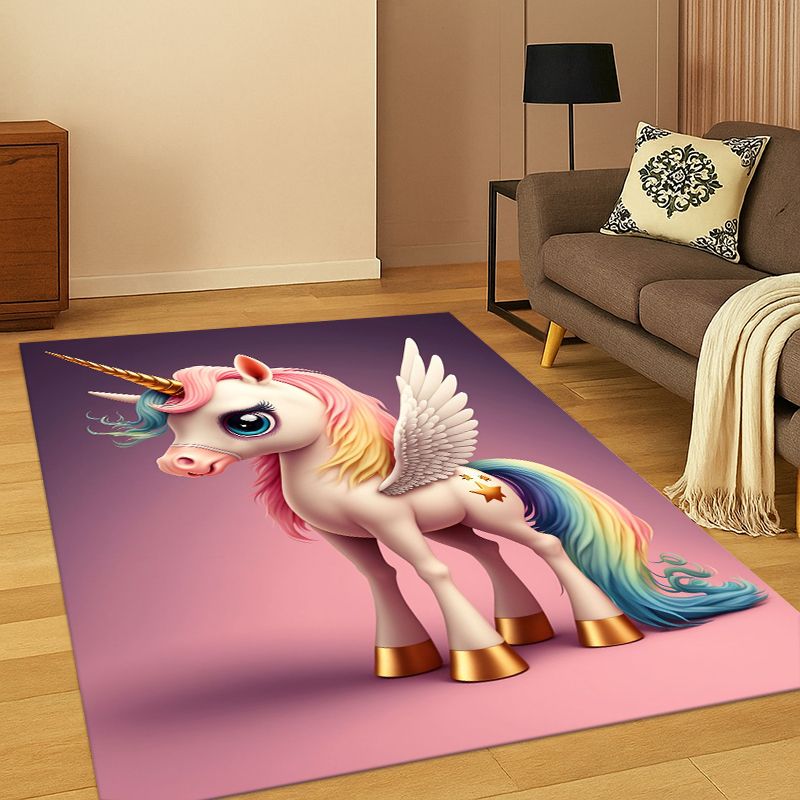 Kids Outdoor Area - Rüya Unicorn Sevimli Karikatür Kız Halı